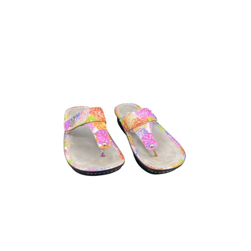 🩴 Alegria 7 Colorful Paisley Leather Thong Sandals Comfort Footbed Boho Y2K 90s - Picture 3 of 6